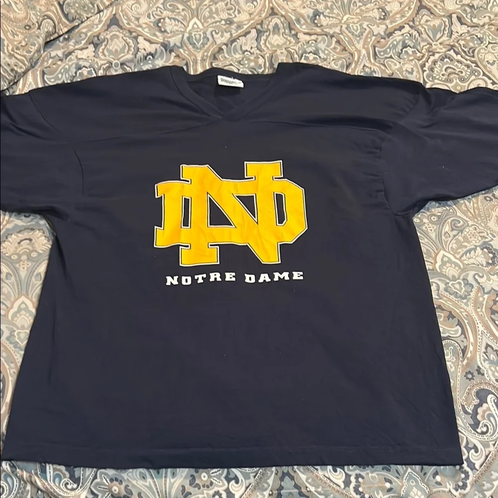 Boys Notre Dame Navy Blue Shirt Gold Lettering L